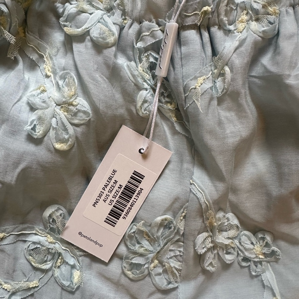 Women’s Petal & Pup Robin Soutache Wide Leg Pants In Light Blue Size Medium NWT - Picture 8 of 9